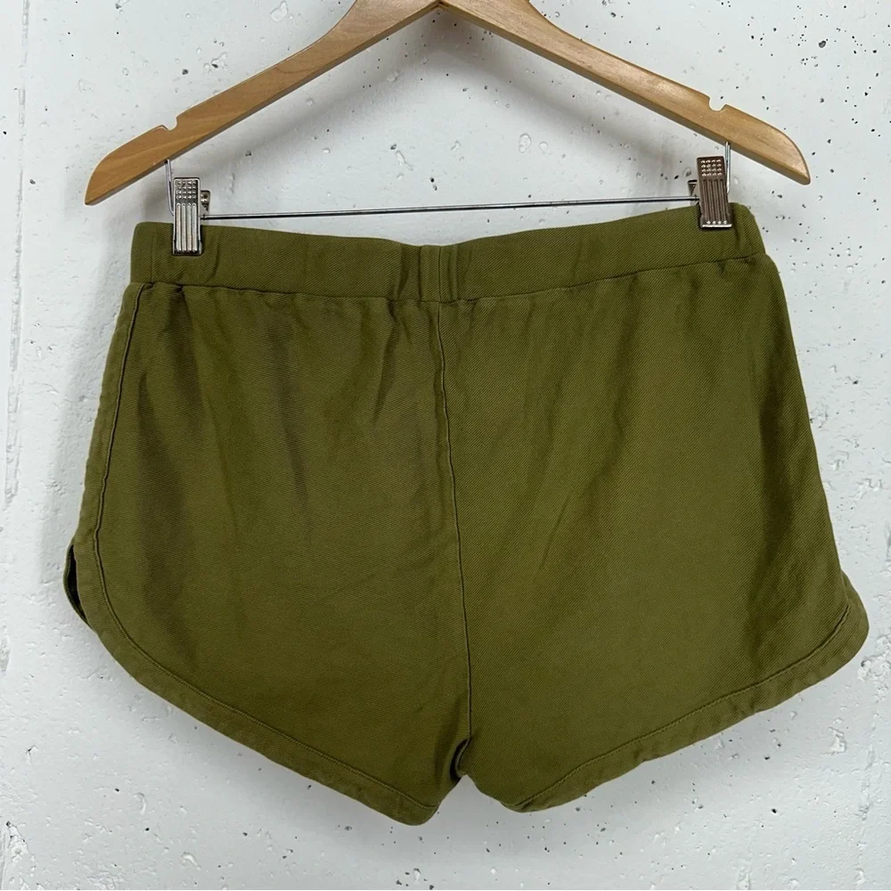 Bobi Los Angeles Size Medium Olive Green Knit Twill Shorts